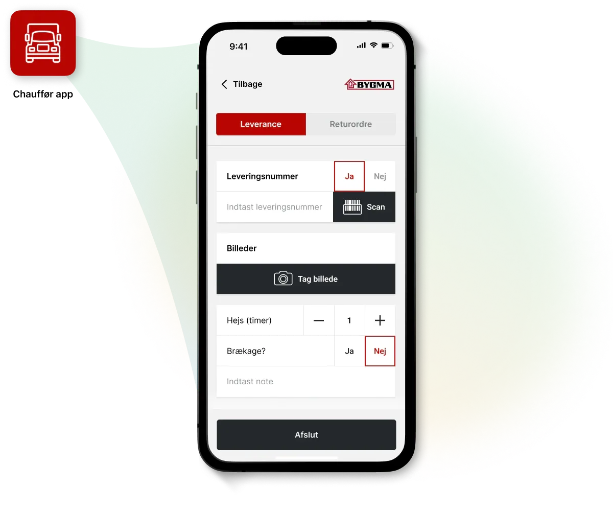 Digital chauffør-app effektiviserer Bygmas leveringsprocesser